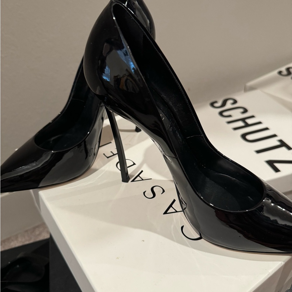 Casadei Black Patent Leather Heels Stiletto